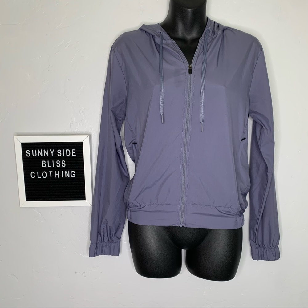 Zella Periwinkle Purple Lightweight Hooded Full Zip Windbreaker Jacket XXS